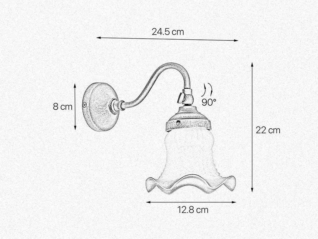 Aplica de perete stil clasic italian din alama si sticla Bell