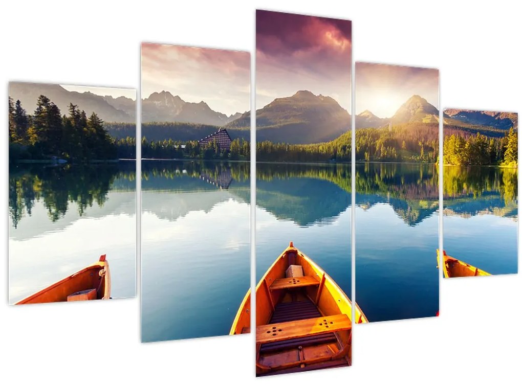 Tablou - Lac cu bărci (150x105 cm)