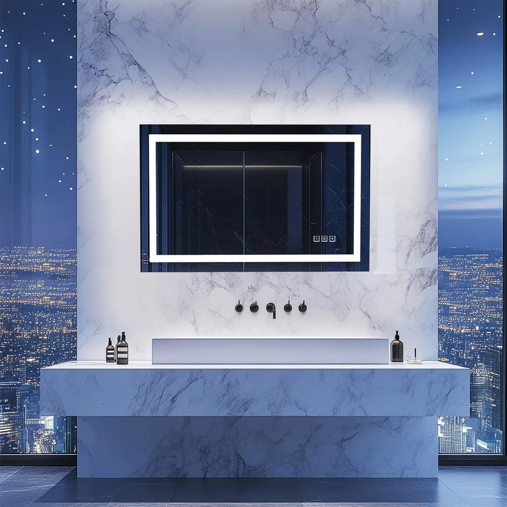 Oglindă LED 90x60cm PRO SQR BLUETOOTH
