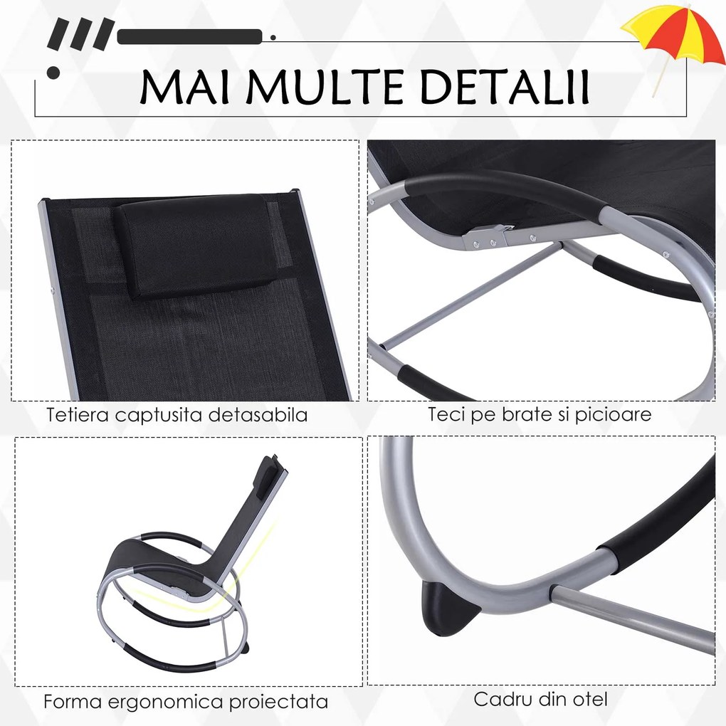 Scaun Balansoar de Gradina Outsunny Impermeabil, Aluminiu, Negru 120x61x88cm | Aosom Romania