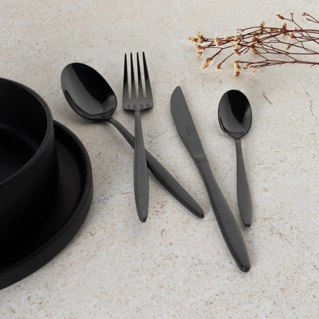 Set tacamuri 24 piese, 6 persoane, negru oglinda Berlinger Haus BH 3063