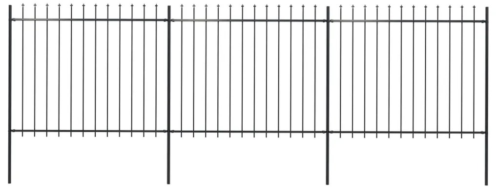 vidaXL Gard de grădină cu vârf suliță, negru, 5,1 m, oțel