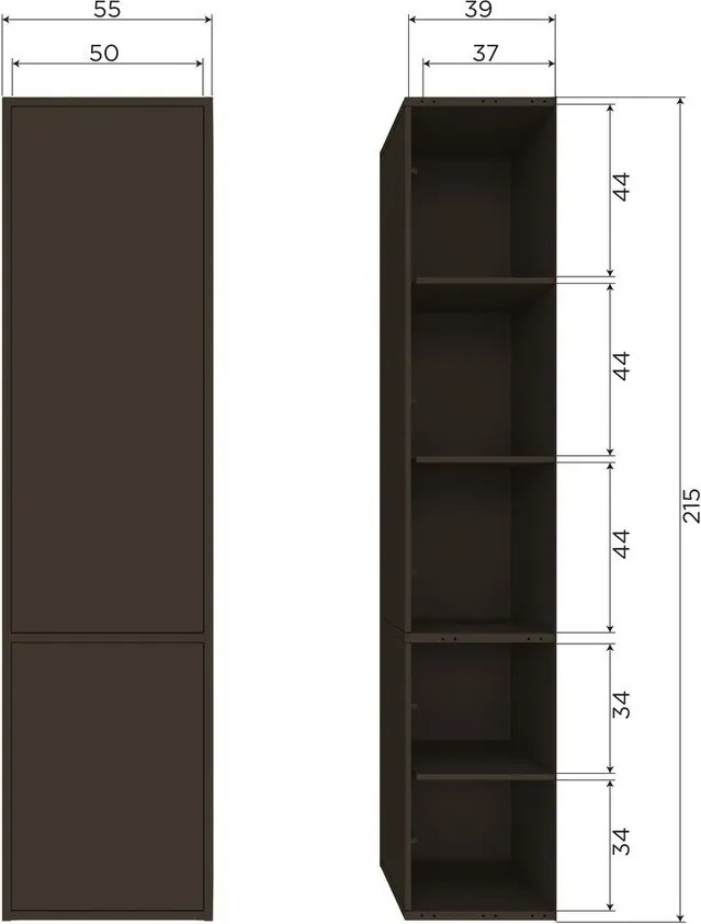 Dulap modular maro închis din lemn de pin 55x215 cm Meggy – WOOOD