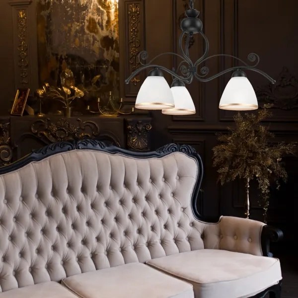 Lustră pe lanț RETRO II 3xE27/60W/230V negru