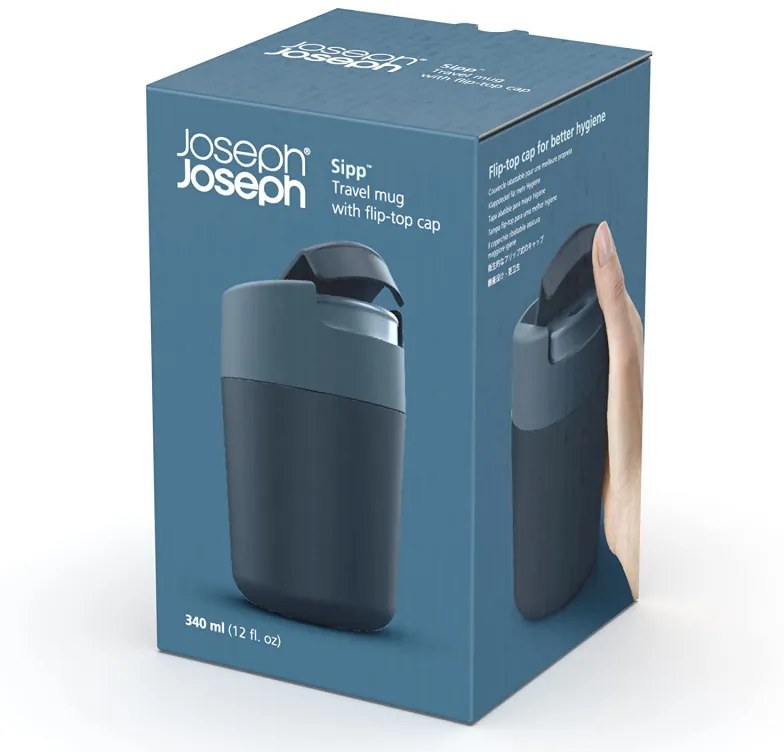 Thermos Joseph Joseph Sipp 81124, Capac etansare, 340 ml, Fara BPA, Albastru