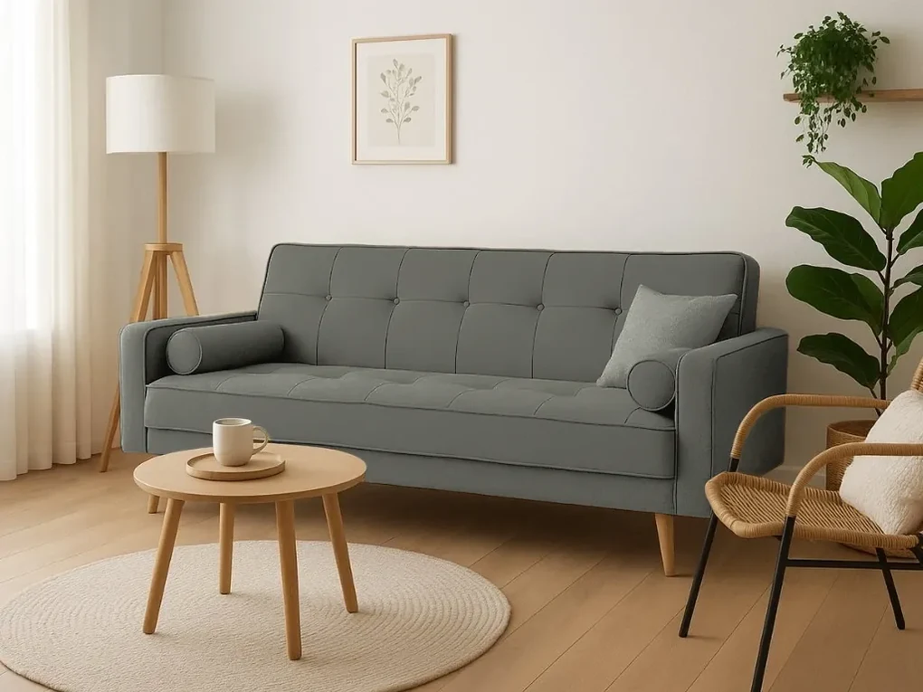 Canapea extensibila gri masliniu NESTOR VELVET