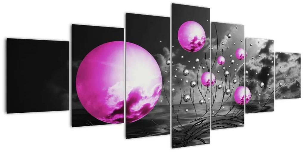 Tablou abstract - bile violet (210x100cm)