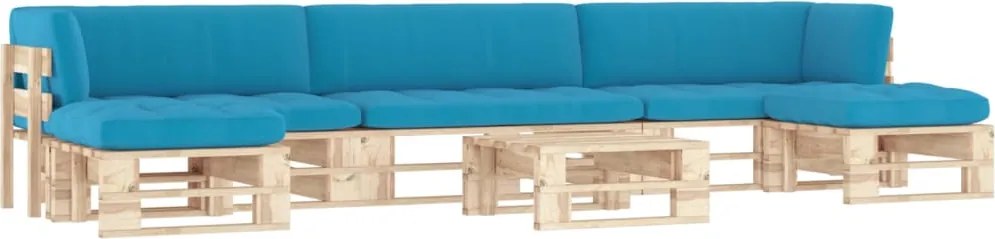 vidaXL Set mobilier de grădină cu perne, 6 piese, lemn pin tratat