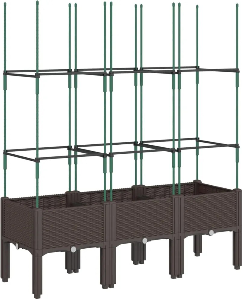 vidaXL Jardinieră de grădină cu spalier, maro, 120x40x142,5 cm, PP