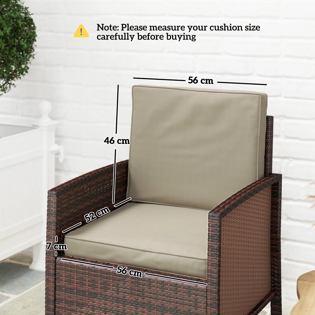 Outsunny Set de 2 perne pentru scaun perne de șezut cu huse detașabile perne matlasate umplutură din spumă poliester kaki | Aosom Romania