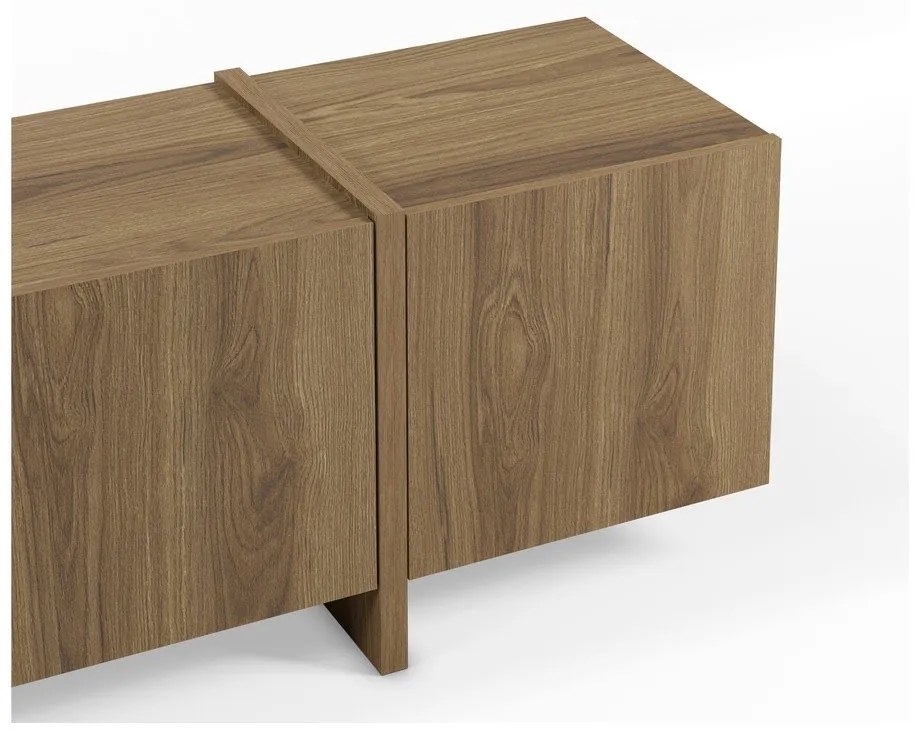 Comodă TV în culoare naturală cu aspect de lemn de stejar 180x55x35 cm Volia – Marckeric