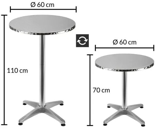 Deuba Masa de bar din aluminiu - Ø60 cm pliabila
