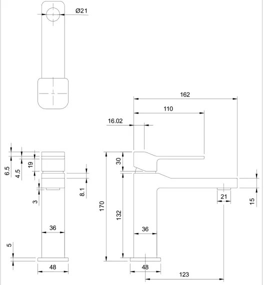Baterie de lavoar OMNIRES SL7710CR SLIDE 17 cm crom lucios
