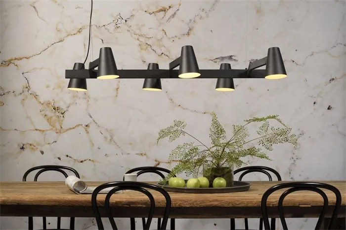 Lustra moderna cu 6 brate si abajururi reglabile Biarritz matt black