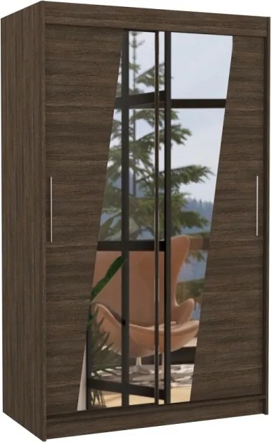 Dulap cu usi glisante si oglinda 120x200 cm, Texas, ADRK Furniture (Culoare: Sonoma)