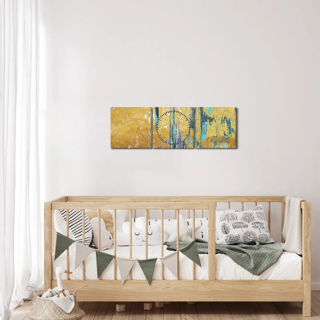 Tablou - Design auriu (cu ceas) (90x30 cm)