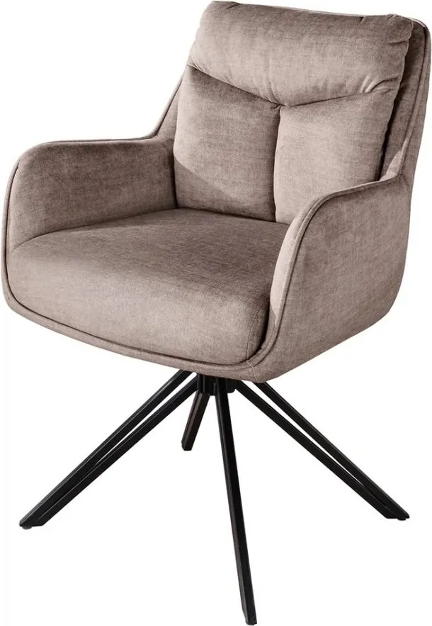 Set de 2 scaune pivotante, metal negru, catifea taupe, PROMETHEUS