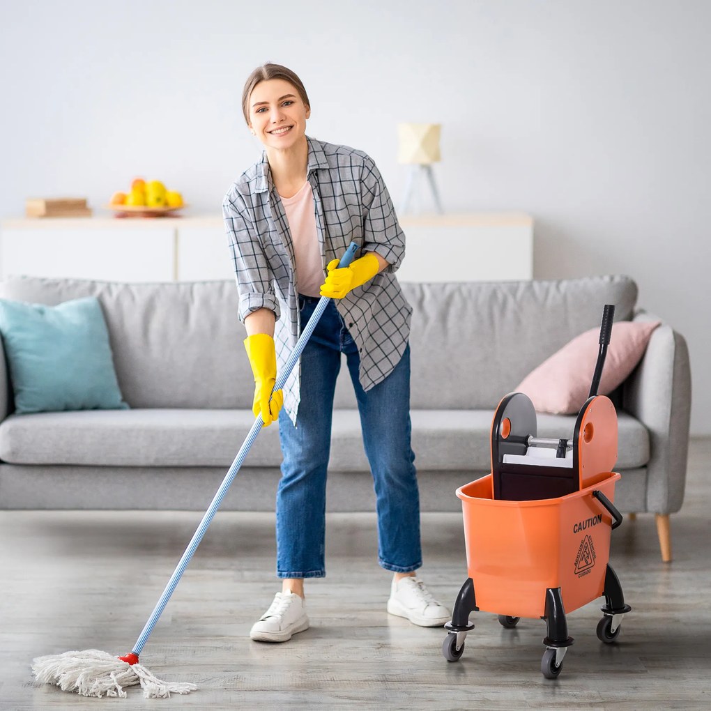HOMCOM Carucior de Curățenie Profesional, Compact, Ideal pentru Spații Mici, 44×36×90 cm | Aosom Romania