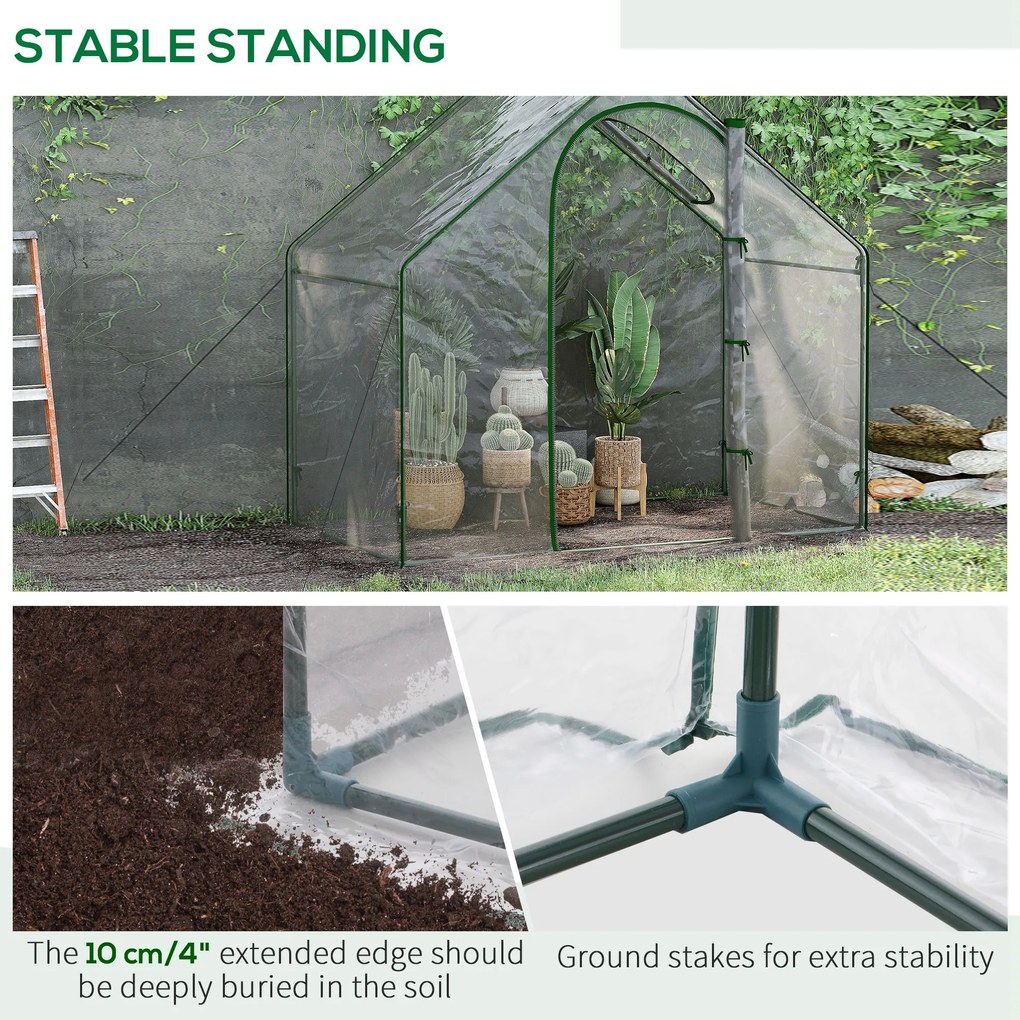 Outsunny sera de gradina, sera din PVC transparent sera pentru plante, legume, fructe 180x105x165 cm | AOSOM RO