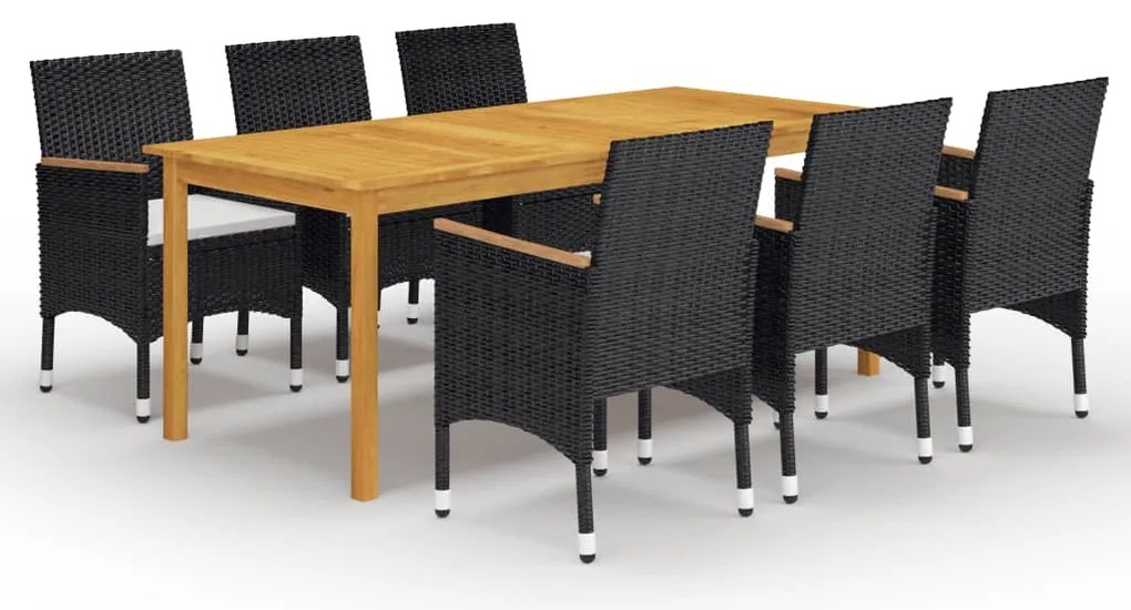 vidaXL Set mobilier de grădină, 7 piese, negru