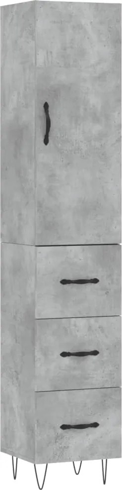 vidaXL Dulap înalt, gri beton, 34,5x34x180 cm, lemn prelucrat