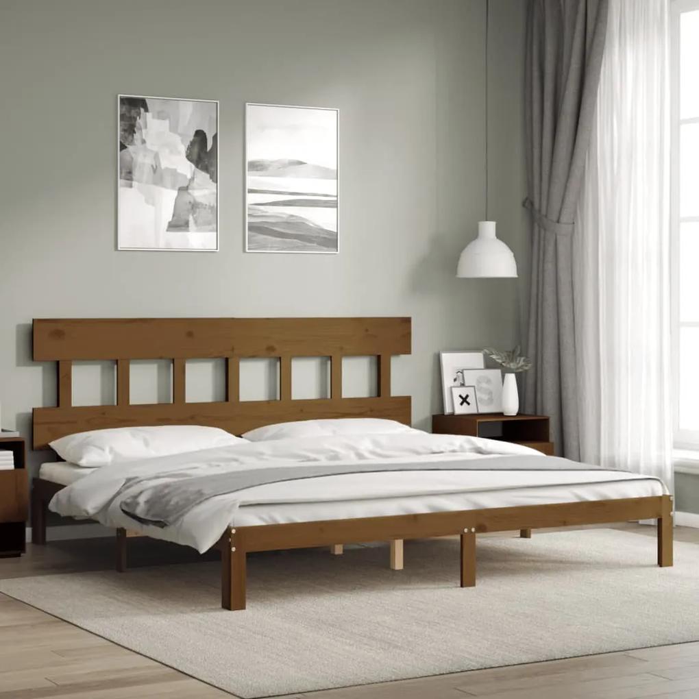 3193619 vidaXL Cadru pat cu tăblie, maro miere, 200x200 cm, lemn masiv