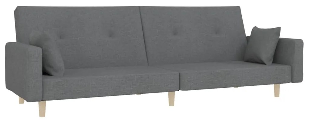 337320 vidaXL Canapea extensibilă cu 2 locuri, 2 perne, gri deschis, textil