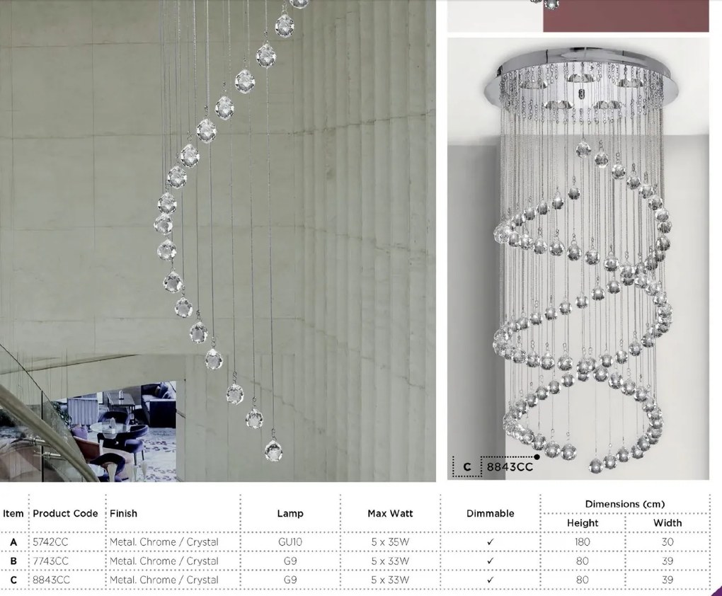 Lustra cristal casa scarii design modern Hallway 5L 5742CC SRT