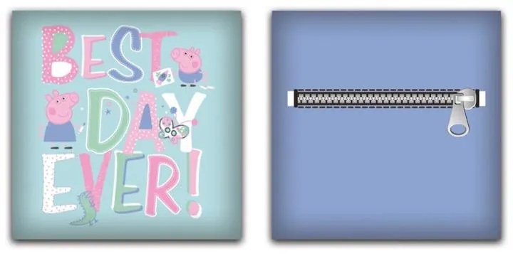 Purcelușa Peppa Best Day pernă, pernă decorativă cu husă detașabilă 35x35 cm catifea