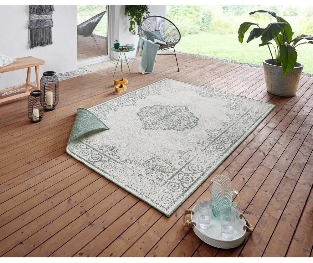 Covor adecvat pentru exterior NORTHRUGS Cebu, 80 x 150 cm, verde-crem