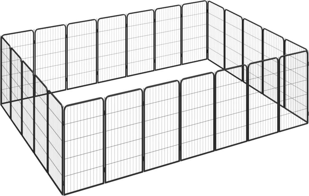 vidaXL Țarc câini 24 panouri negru 50x100 cm oțel vopsit electrostatic