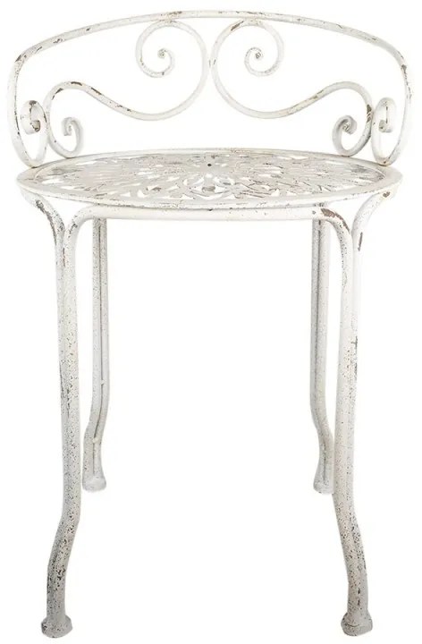 Taburet metalic shabby chic, alb, Ø 44x67 cm