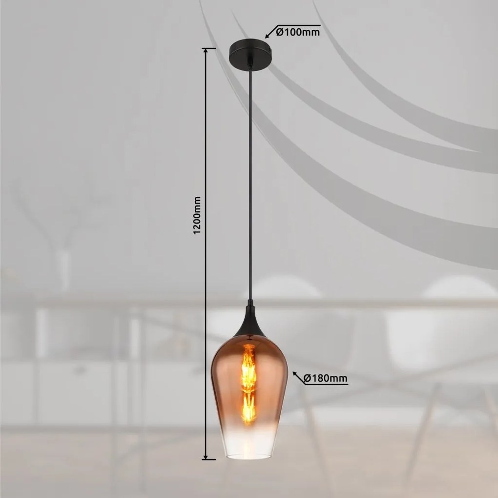 Pendul design modern LAVUS negru/cupru