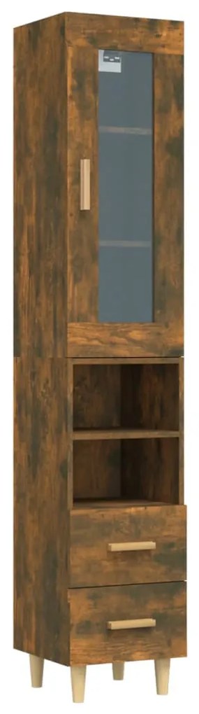 3115377 vidaXL Dulap înalt, stejar fumuriu, 34,5x34x180 cm, lemn prelucrat