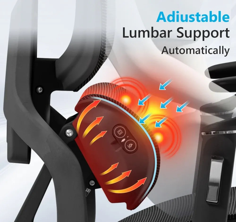 VIGOCHAIR ULTRA PRO FOAM SEAT Scaun ergonomic, spatar reglare verticala, suport lombar cu masaj si incalzire, sezut translatie, cotiere 6D, suport picioare, Negru
