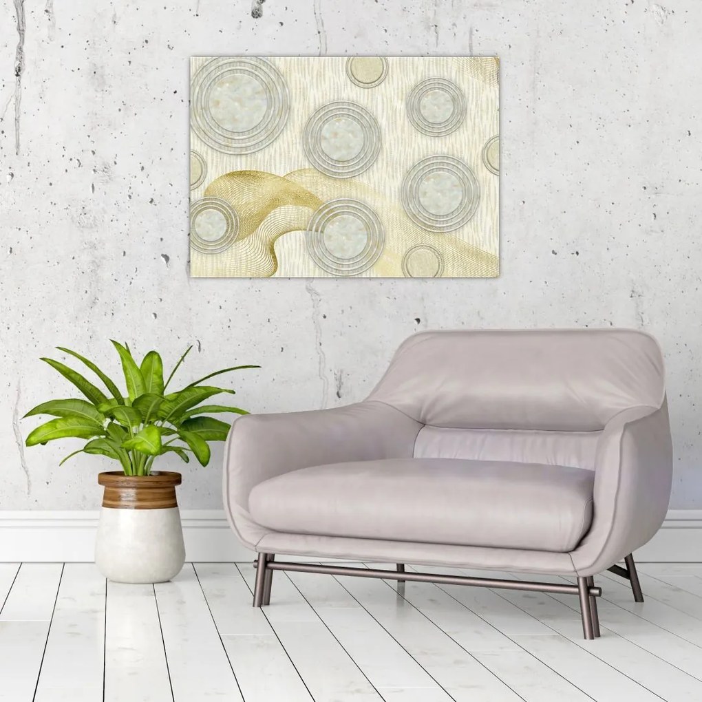 Tablou pe sticlă - Abstract, cercuri de marmură (70x50 cm)