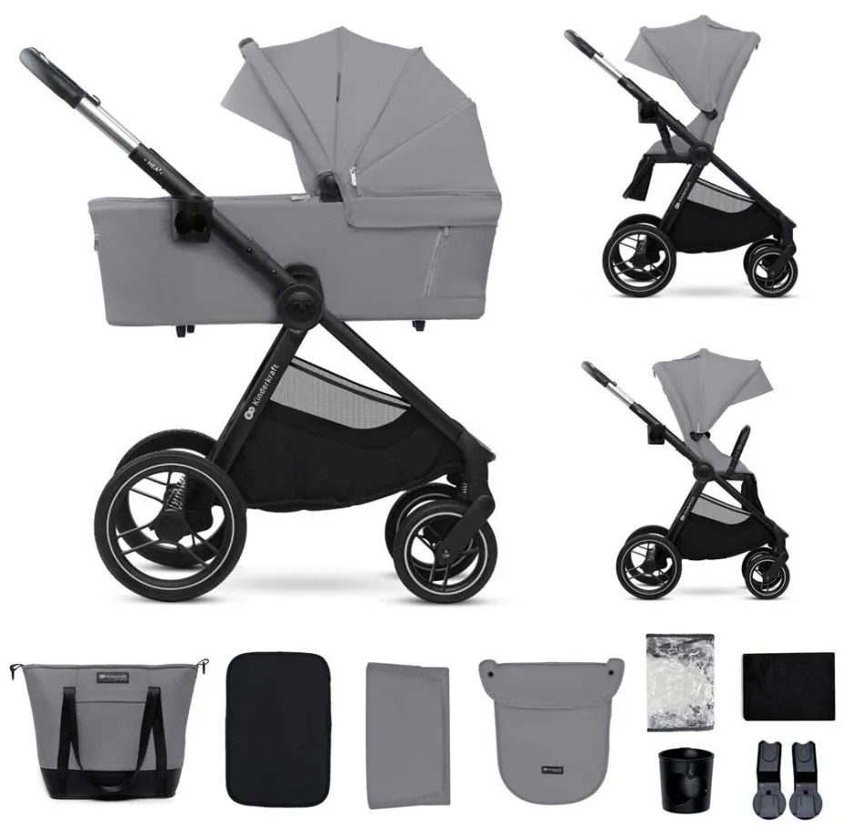 Cărucior de copii combinat 2 în 1 KINDERKRAFT NEA 2 Platinum grey