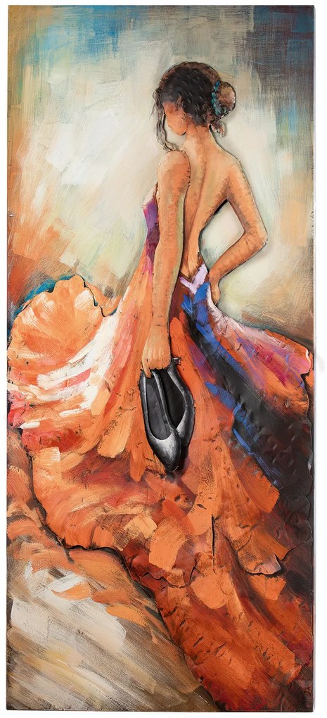 Tablou lucrat manual BAREFOOT TANGO , metal, 140x70x6 cm