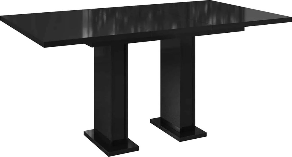 Masă lemn masiv Dining extensibilă Illumina Crest 120/160x80 cm Negru