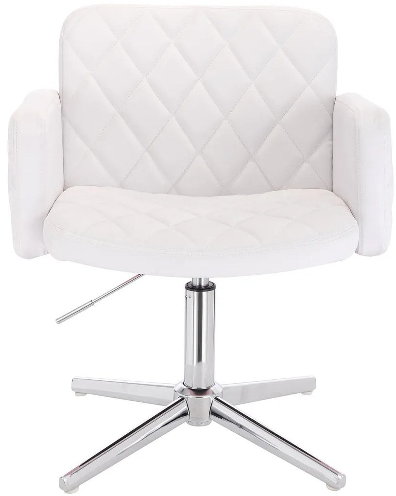 HC802CROSS Scaun Alb din Piele Ecologica cu Bază Cromata