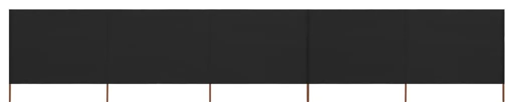 vidaXL Paravan anti-vânt cu 5 panouri, negru, 600 x 80 cm, textil