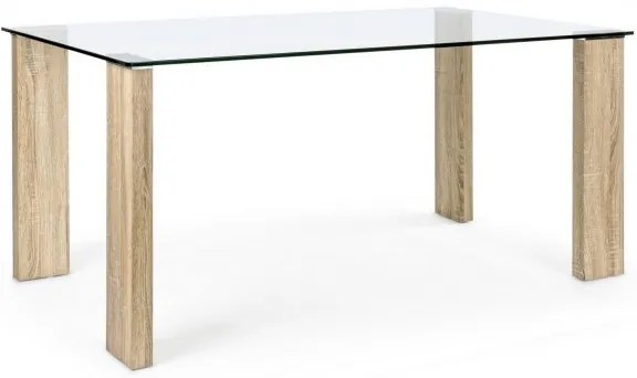 Masa dining pentru 6 persoane transparenta/bardolino din sticla temperata, 160 cm, New Arley Bizzotto