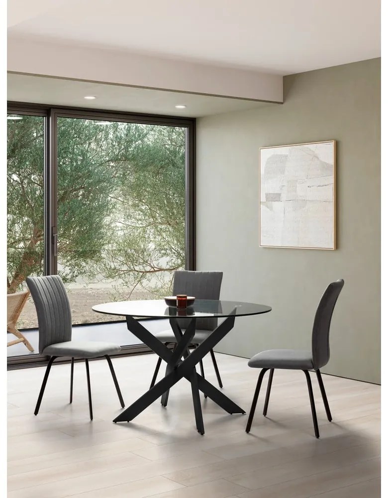 Masă de dining rotundă cu blat din sticlă 120x120 cm Ruth – Marckeric