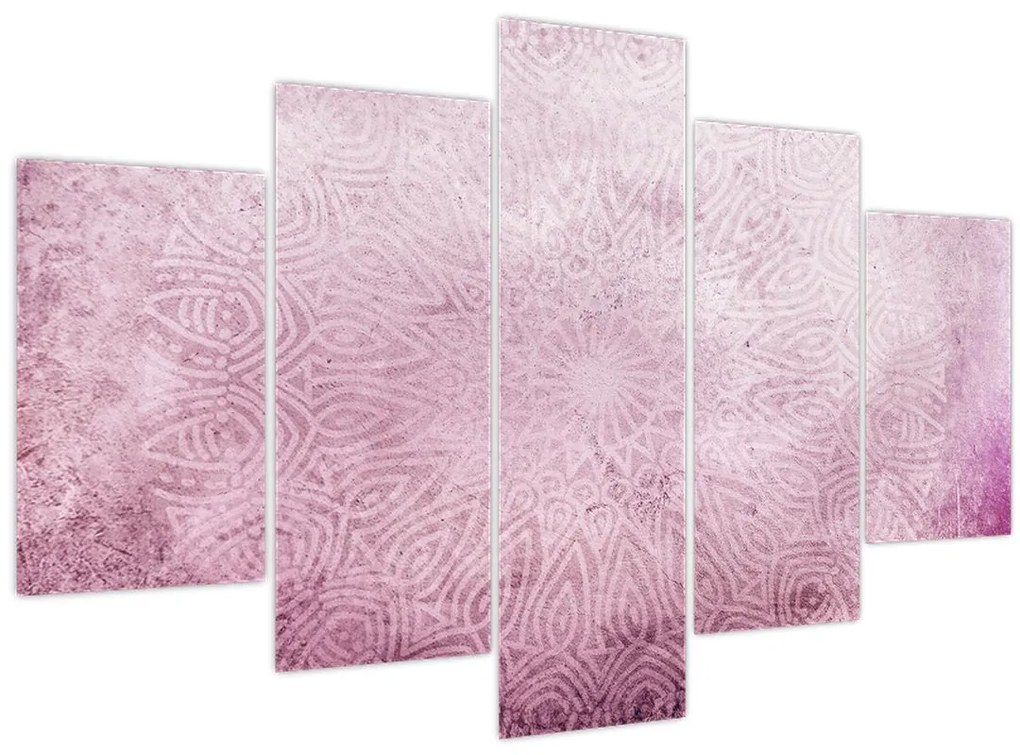 Tablou - Mandala pe zid roz (150x105 cm)