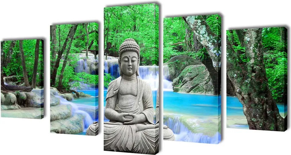 vidaXL Set de tablouri, imprimeu Buddha, 200 x 100 cm
