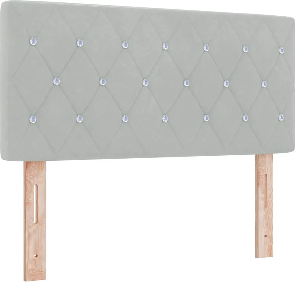 vidaXL Tăblie LED cu benzi LED cu headboard Gri deschis 100 cm Catifea