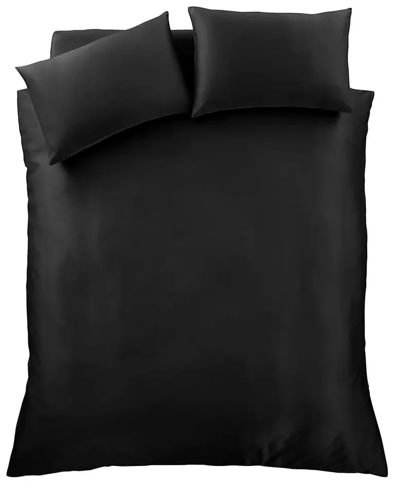 Lenjerie de pat neagră din satin pentru pat dublu/extinsă 230x220 cm Silky Soft – Catherine Lansfield