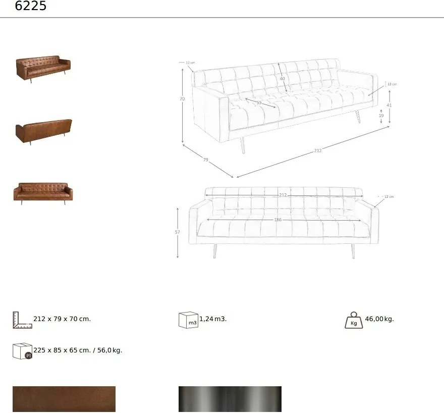 Canapea design LUX 3 locuri Dark Brown Leather