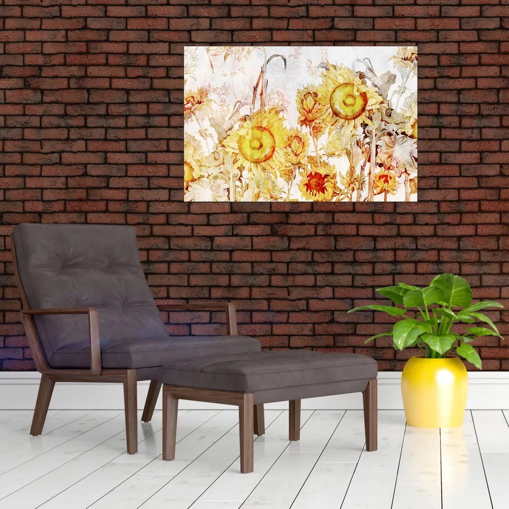 Tablou - Floarea-soarelui,pictură (90x60 cm)