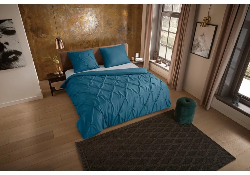 Lenjerie de pat albastru petrol din microfibră pentru pat dublu/extinsă 200x220 cm Pure Elegance – Good Morning